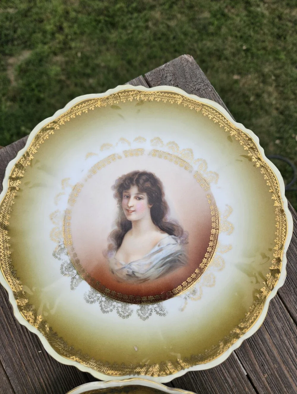 AUSTRIAN ELBOGEN PORTRAIT PLATES Antique Vienna Porcelain Cabinet Wall Art Set